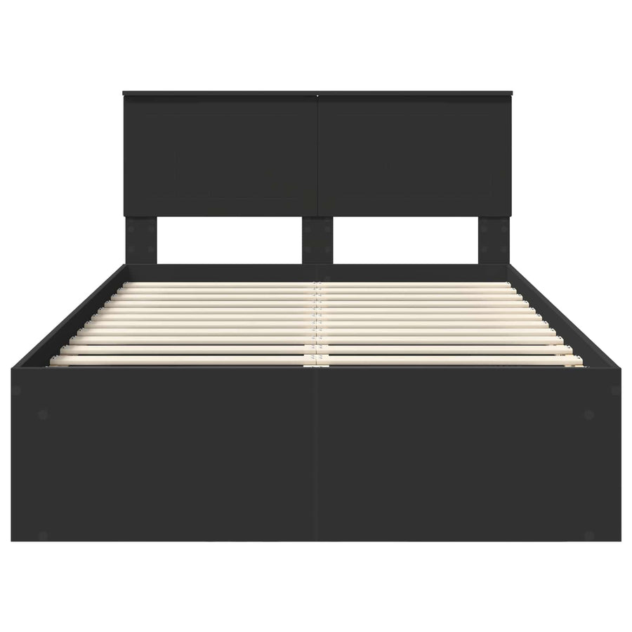 Bedframe met hoofdeinde Zwart 120 x 200 cm Massief grenenhout