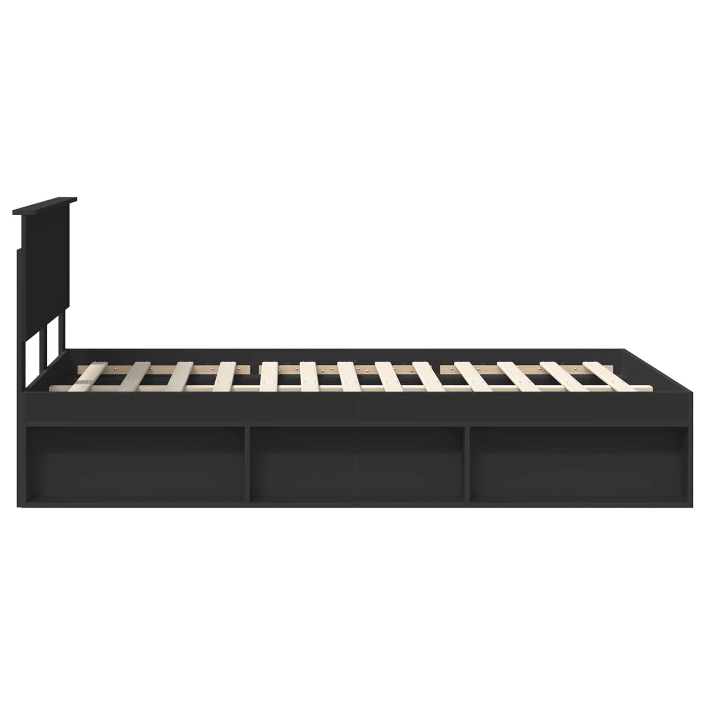 Bedframe met hoofdeinde Zwart 120 x 200 cm Massief grenenhout