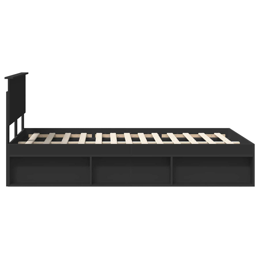 Bedframe met hoofdeinde Zwart 120 x 200 cm Massief grenenhout