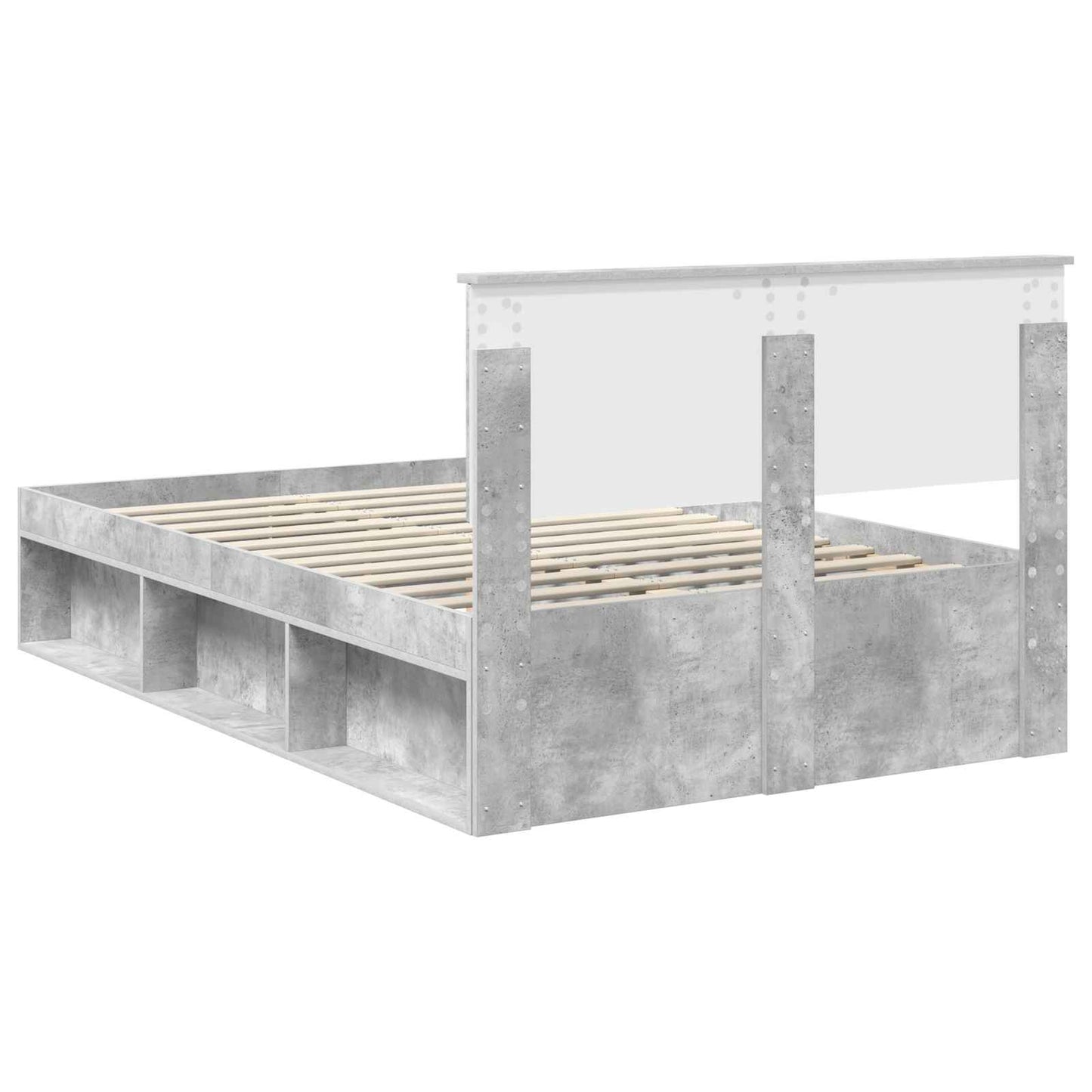 Bedframe met hoofdeinde Beton 120 x 200 cm Massief grenenhout