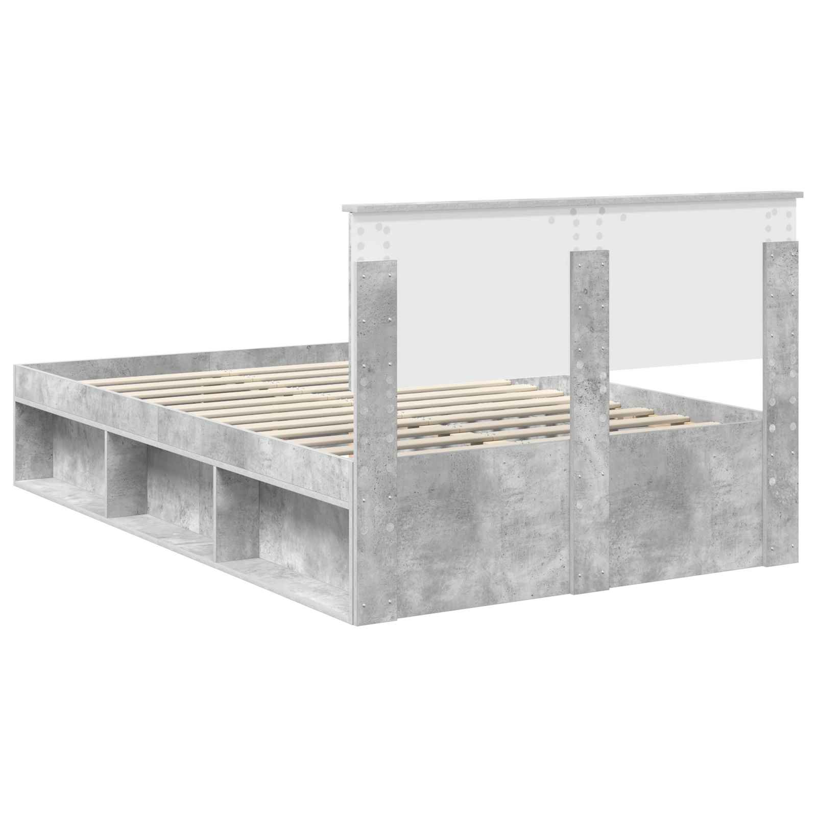 Bedframe met hoofdeinde Beton 120 x 200 cm Massief grenenhout