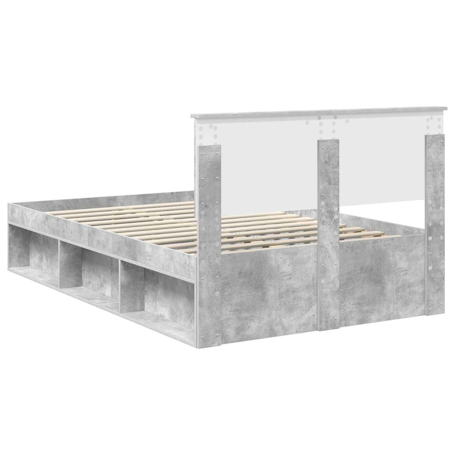 Bedframe met hoofdeinde Beton 120 x 200 cm Massief grenenhout