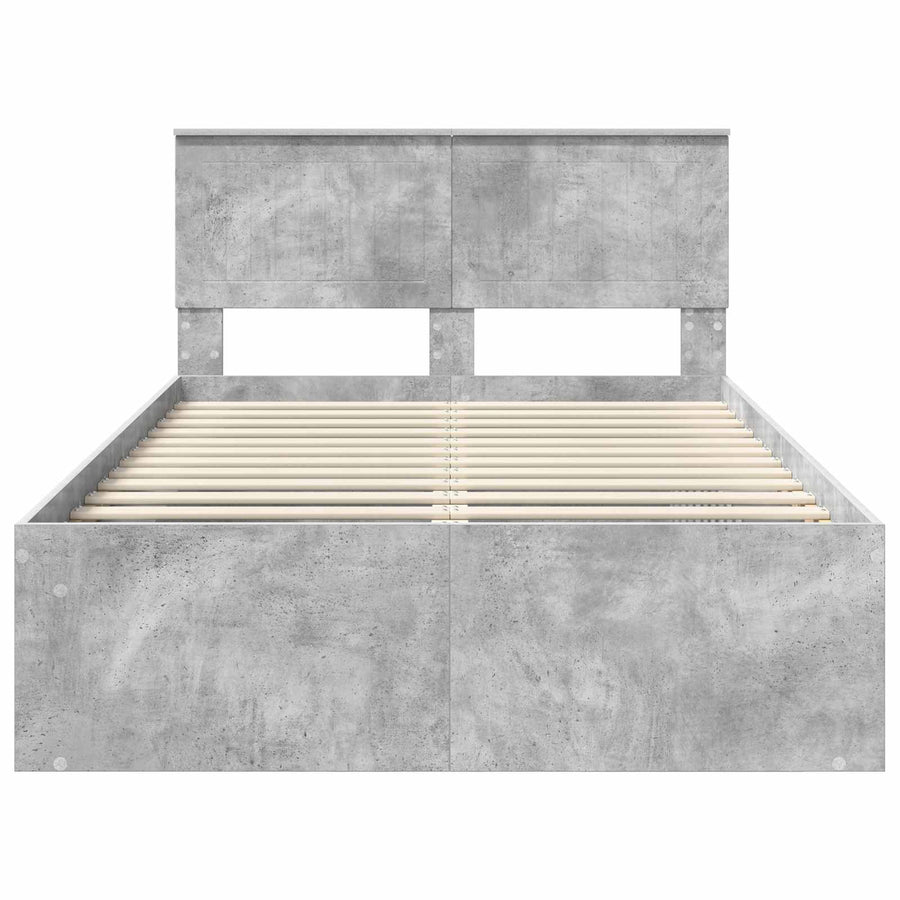 Bedframe met hoofdeinde Beton 120 x 200 cm Massief grenenhout