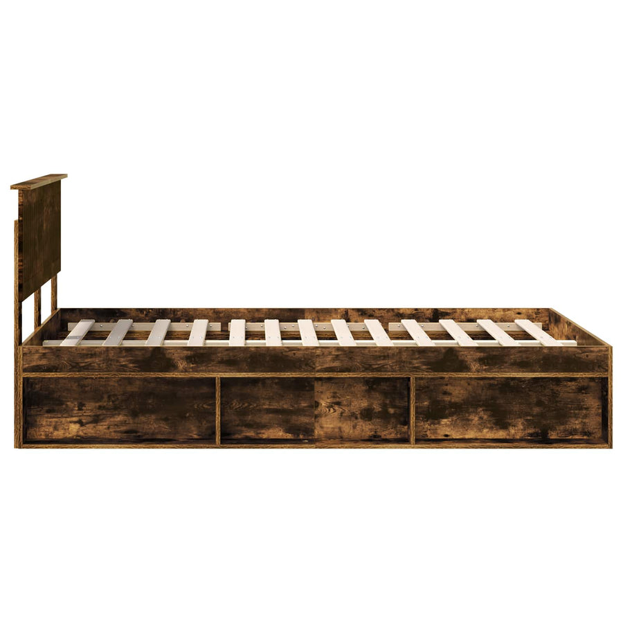 Bedframe Gerookt eiken 120 x 200 cm Massief grenenhout