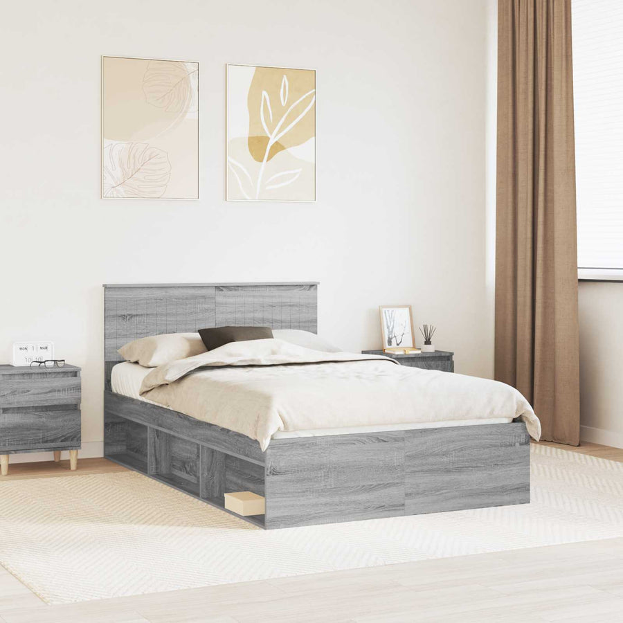 Bedframe Grijs Sonoma 120 x 200 cm Massief grenenhout