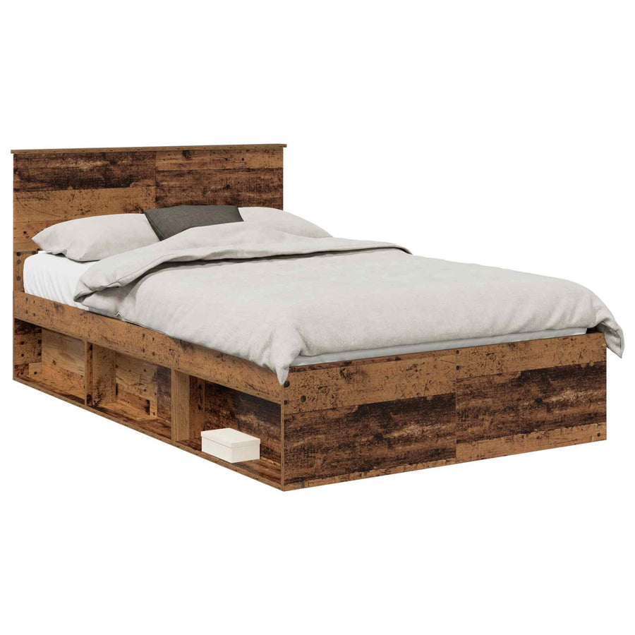 Bedframe met hoofdeinde Oudhout 120 x 200 cm Massief grenenhout