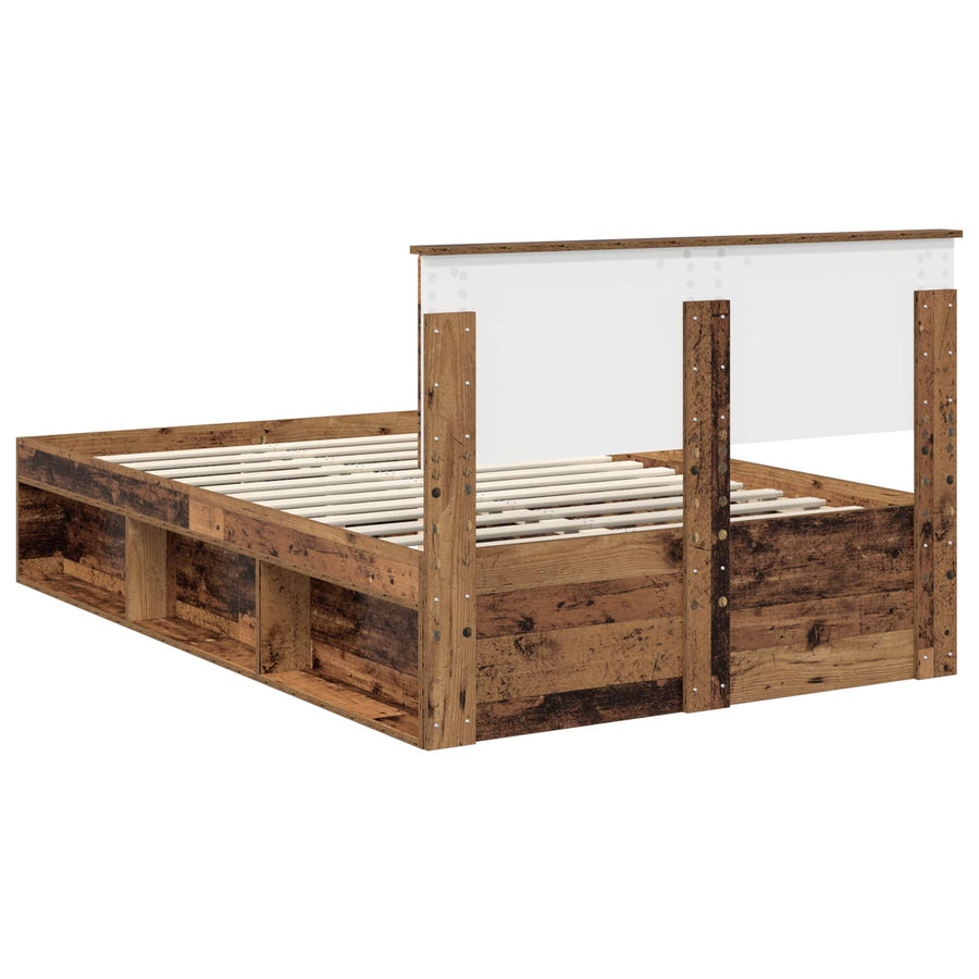 Bedframe met hoofdeinde Oudhout 120 x 200 cm Massief grenenhout