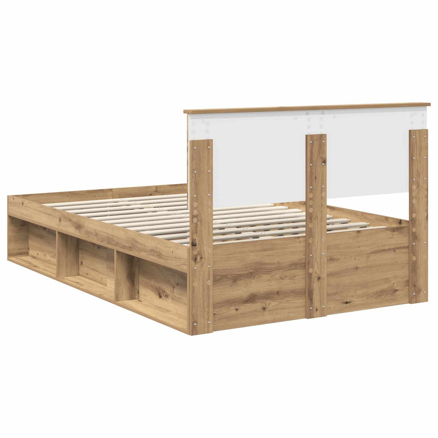 Bedframe Ambachtelijk eiken 120 x 200 cm Massief grenenhout