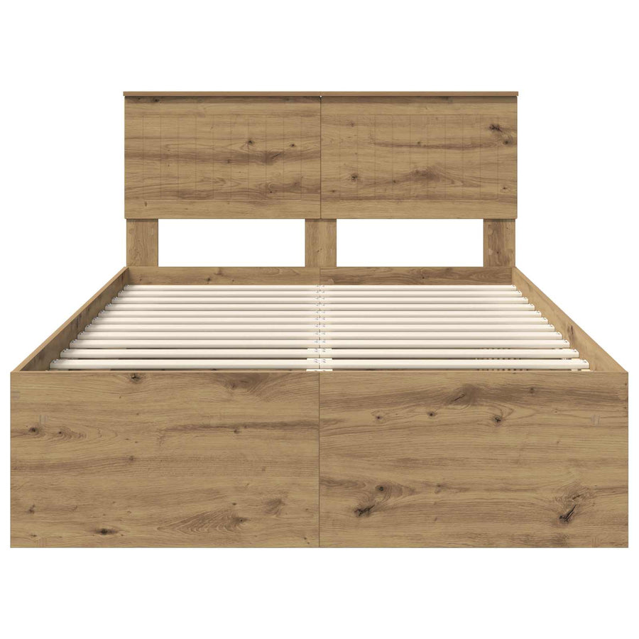 Bedframe Ambachtelijk eiken 120 x 200 cm Massief grenenhout