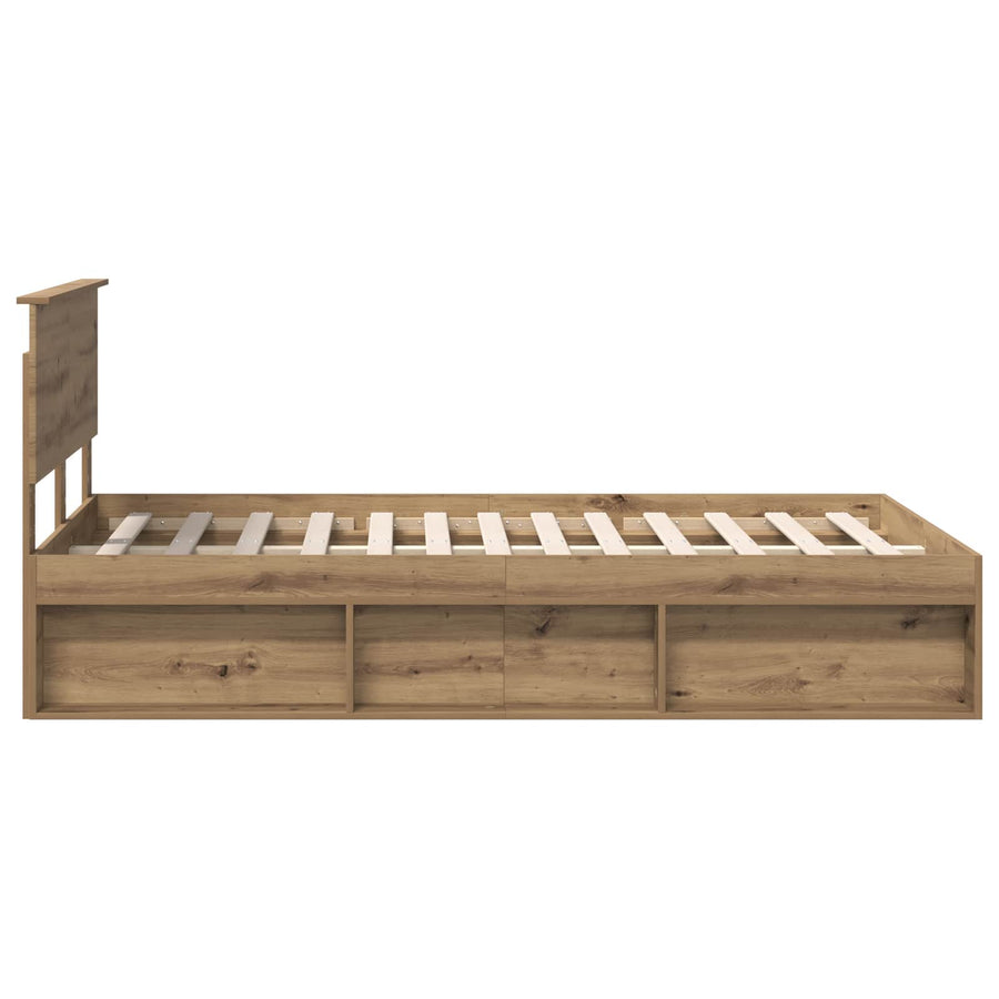 Bedframe Ambachtelijk eiken 120 x 200 cm Massief grenenhout