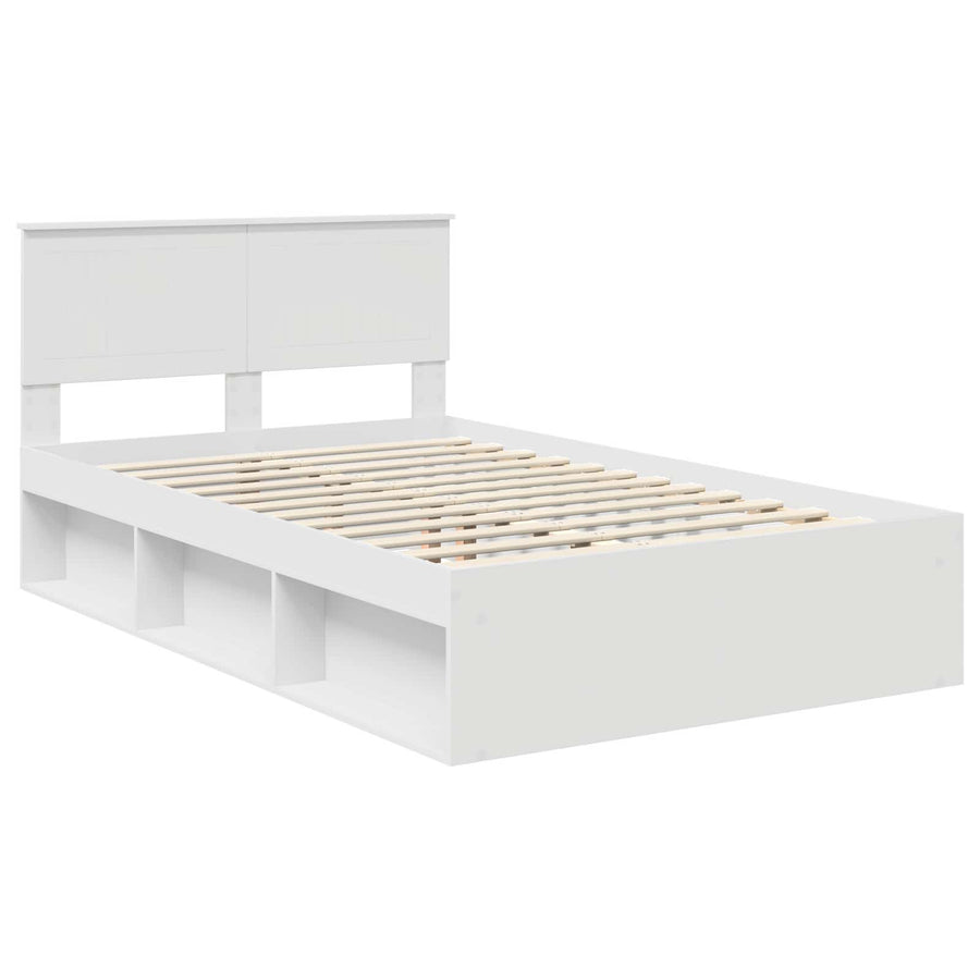 Bedframe met hoofdeinde Wit 120 x 190 cm Massief grenenhout