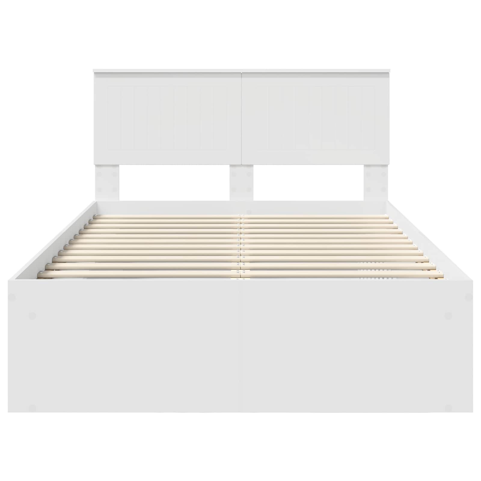 Bedframe met hoofdeinde Wit 120 x 190 cm Massief grenenhout