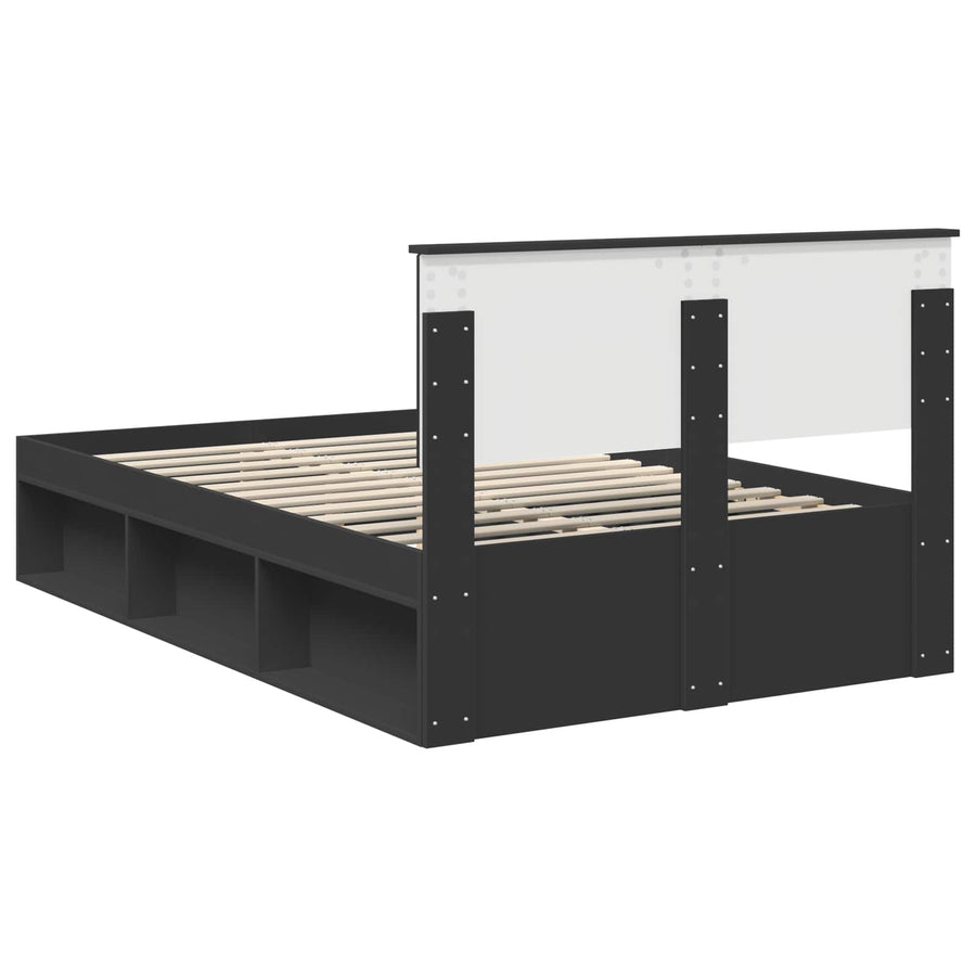 Bedframe met hoofdeinde Zwart 120 x 190 cm Massief grenenhout