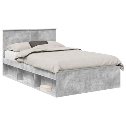 Bedframe met hoofdeinde Beton 120 x 190 cm Massief grenenhout