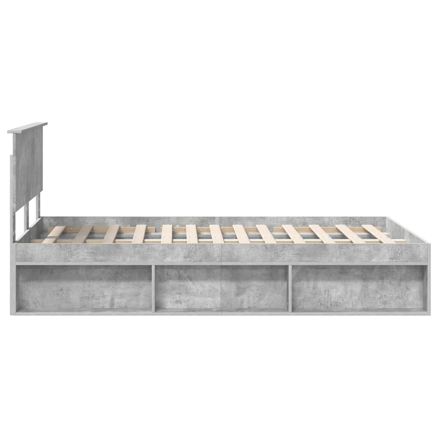 Bedframe met hoofdeinde Beton 120 x 190 cm Massief grenenhout