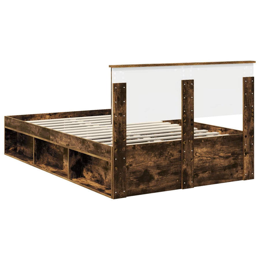 Bedframe Gerookt eiken 120 x 190 cm Massief grenenhout