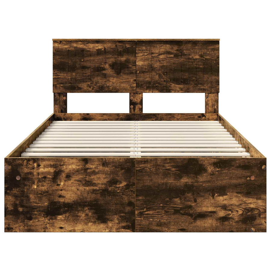 Bedframe Gerookt eiken 120 x 190 cm Massief grenenhout