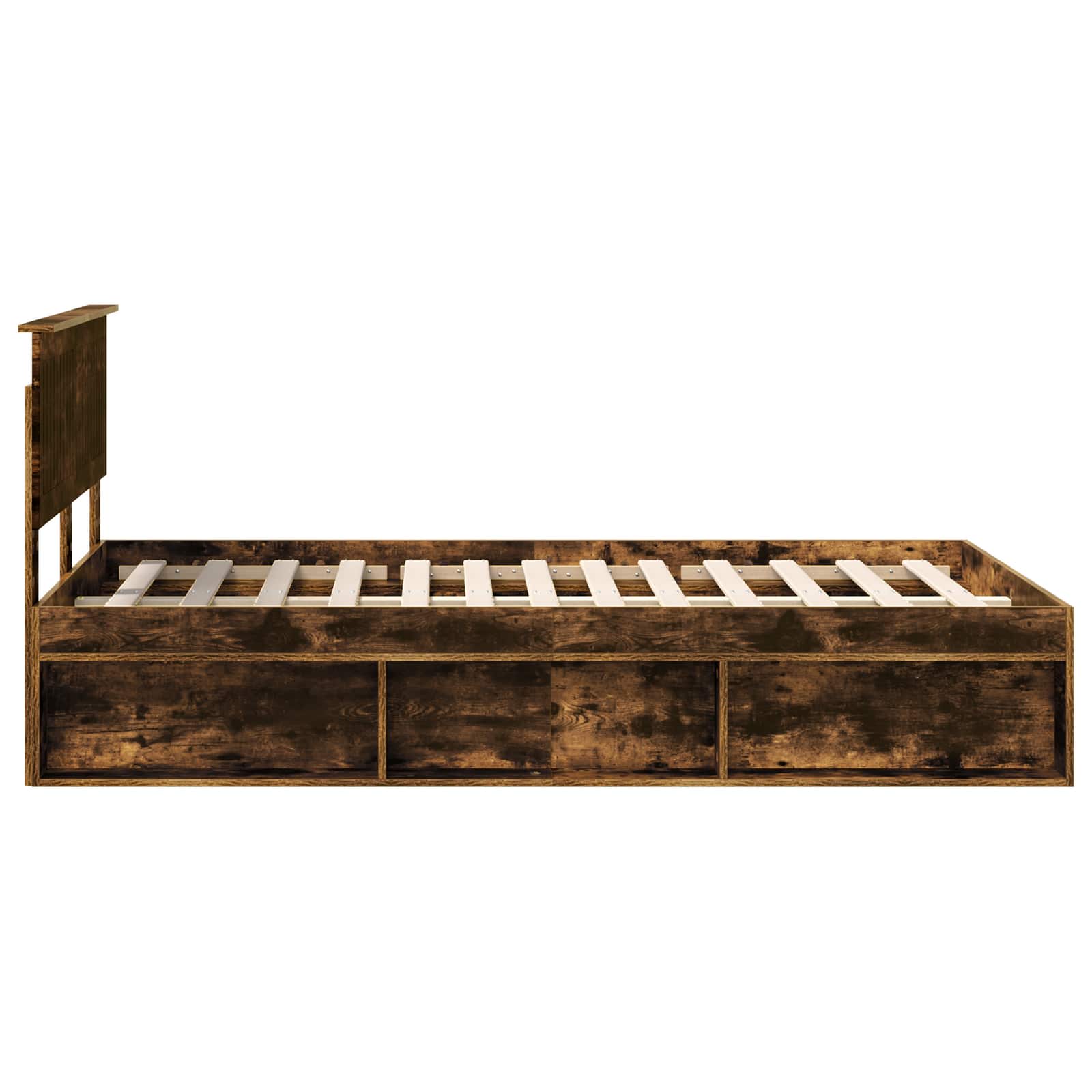 Bedframe Gerookt eiken 120 x 190 cm Massief grenenhout