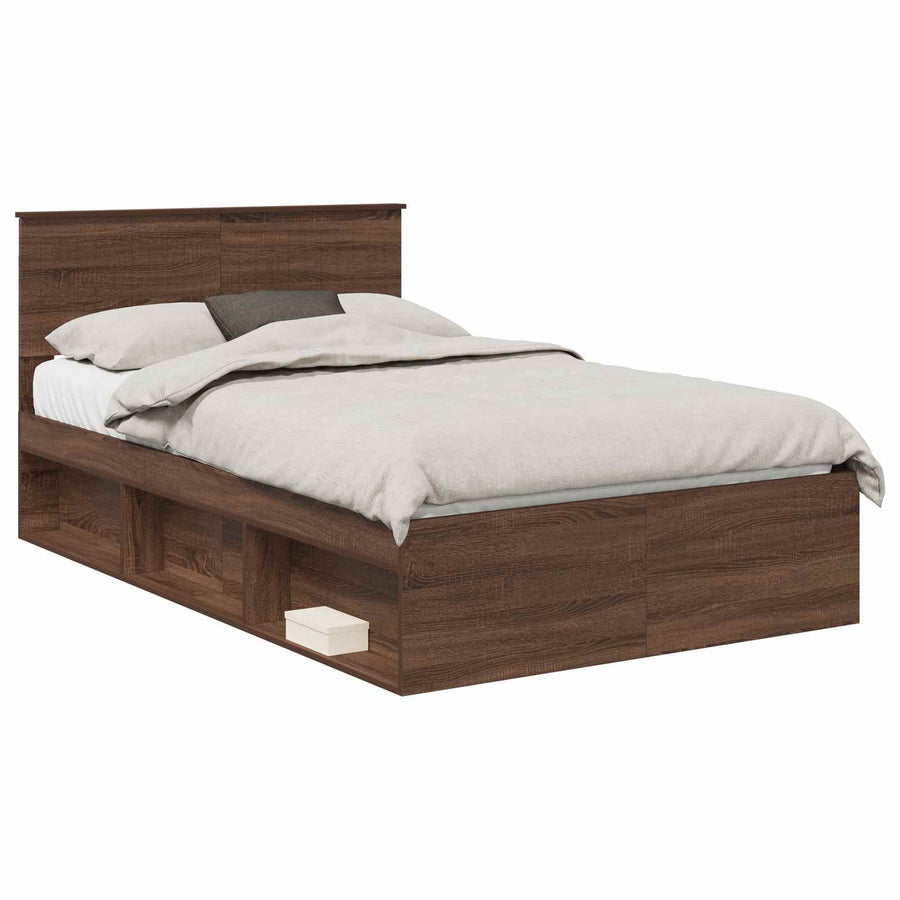Bedframe Bruin Eiken 120 x 190 cm Massief grenenhout