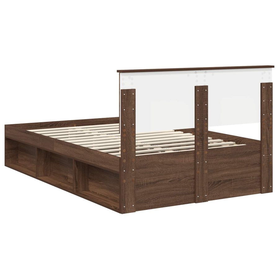 Bedframe Bruin Eiken 120 x 190 cm Massief grenenhout