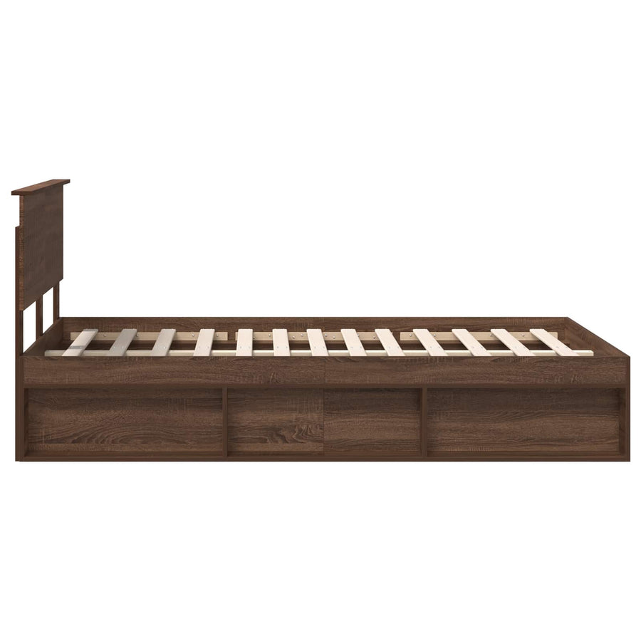 Bedframe Bruin Eiken 120 x 190 cm Massief grenenhout