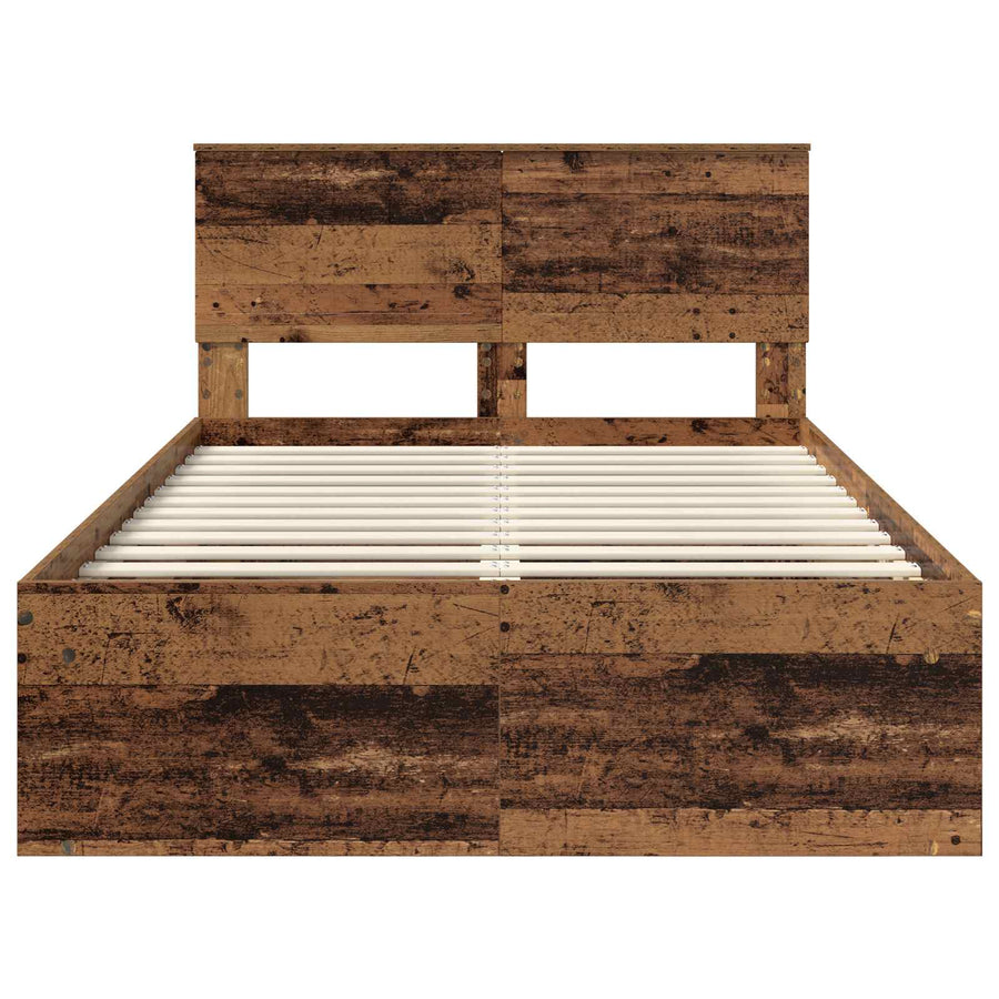 Bedframe met hoofdeinde Oudhout 120 x 190 cm Massief grenenhout