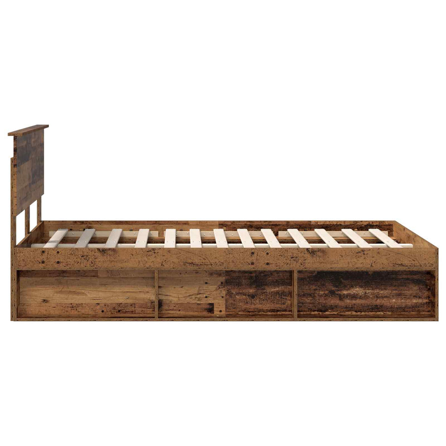 Bedframe met hoofdeinde Oudhout 120 x 190 cm Massief grenenhout