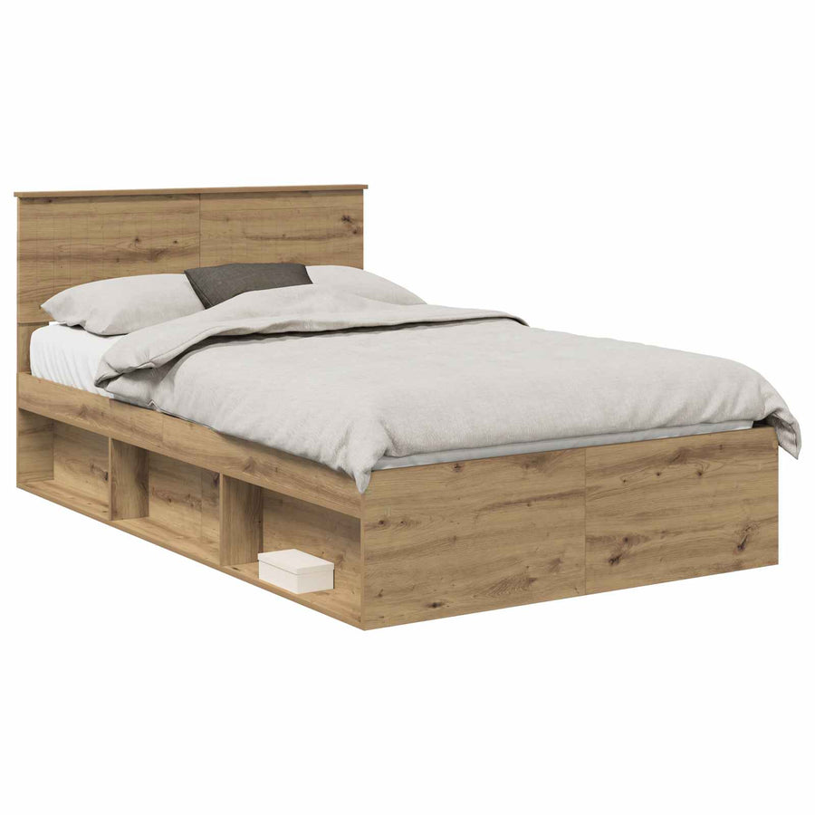 Bedframe Ambachtelijk eiken 120 x 190 cm Massief grenenhout