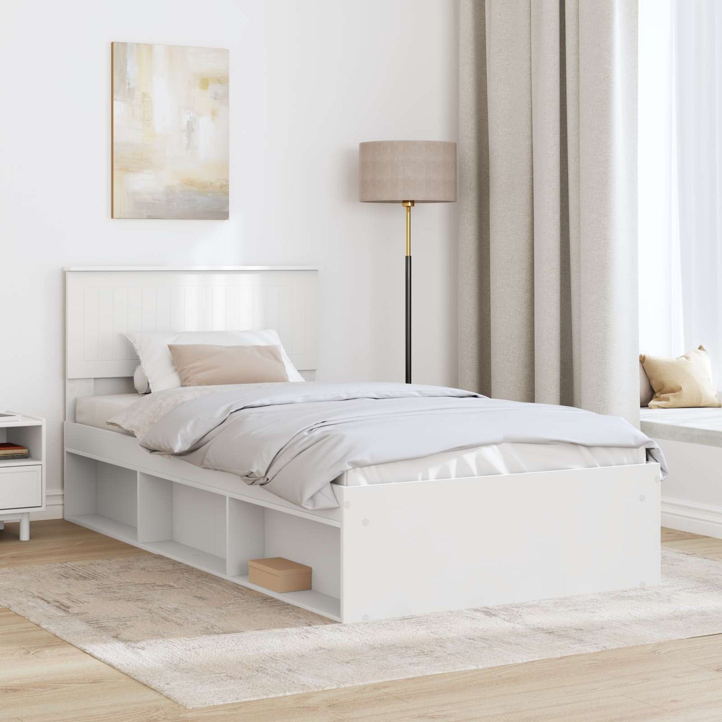 Bedframe met hoofdeinde Wit 100 x 200 cm Massief grenenhout