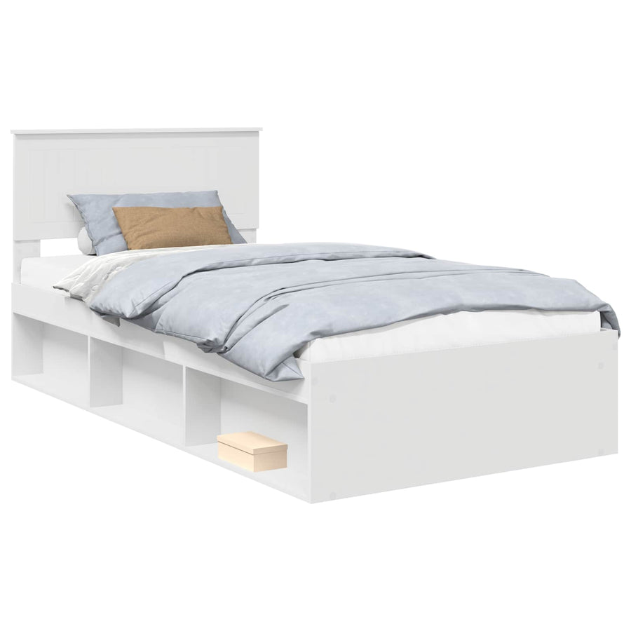 Bedframe met hoofdeinde Wit 100 x 200 cm Massief grenenhout