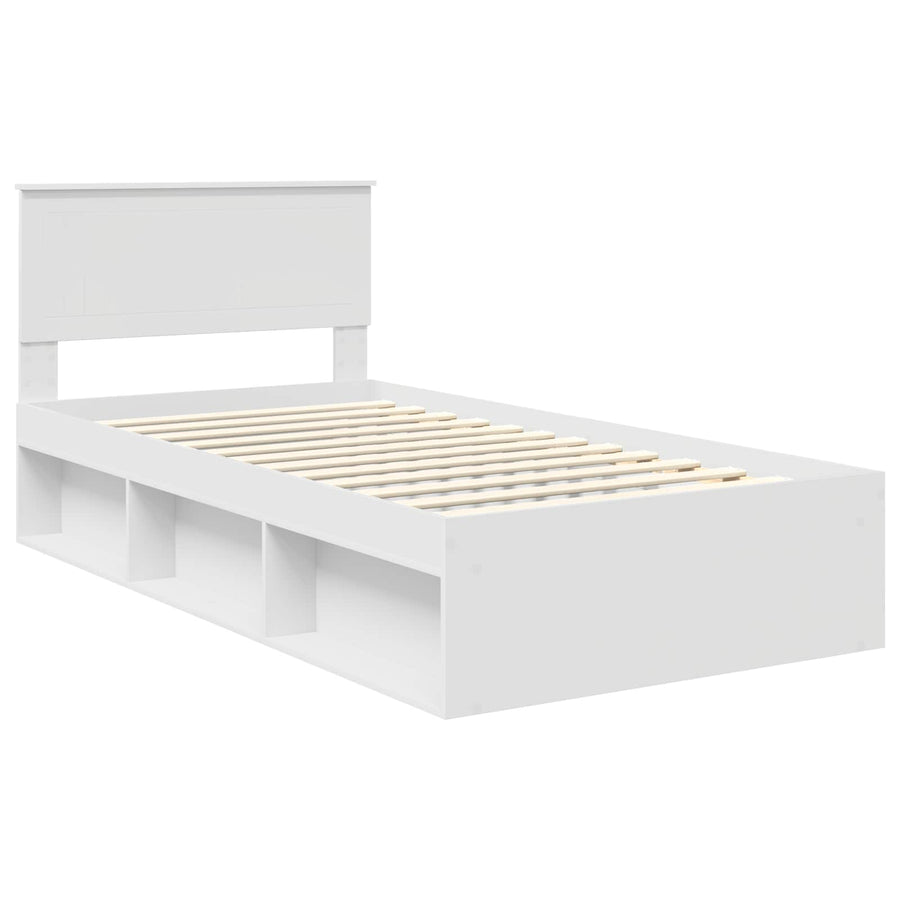 Bedframe met hoofdeinde Wit 100 x 200 cm Massief grenenhout