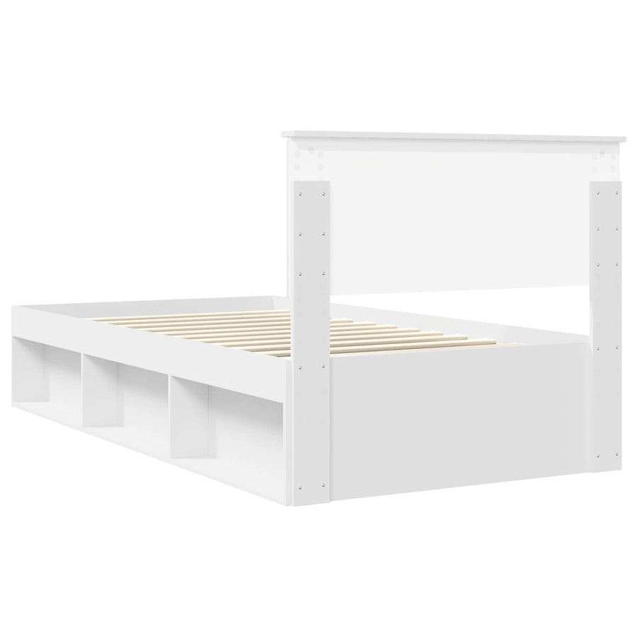 Bedframe met hoofdeinde Wit 100 x 200 cm Massief grenenhout