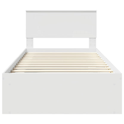 Bedframe met hoofdeinde Wit 100 x 200 cm Massief grenenhout