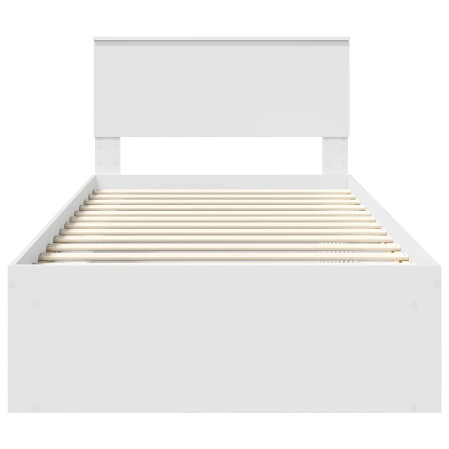 Bedframe met hoofdeinde Wit 100 x 200 cm Massief grenenhout