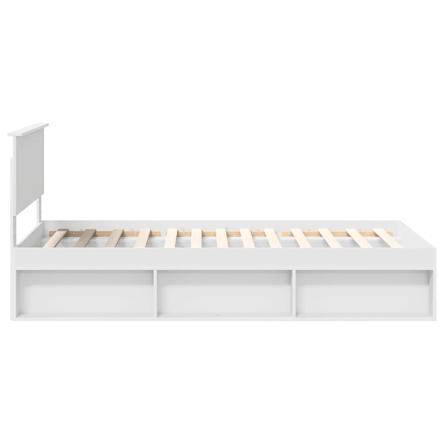 Bedframe met hoofdeinde Wit 100 x 200 cm Massief grenenhout