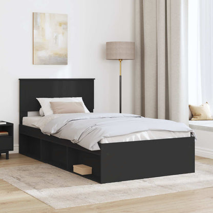 Bedframe met hoofdeinde Zwart 100 x 200 cm Massief grenenhout