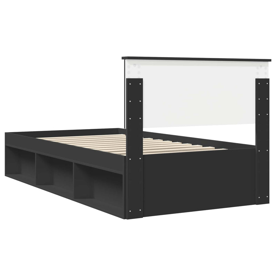 Bedframe met hoofdeinde Zwart 100 x 200 cm Massief grenenhout