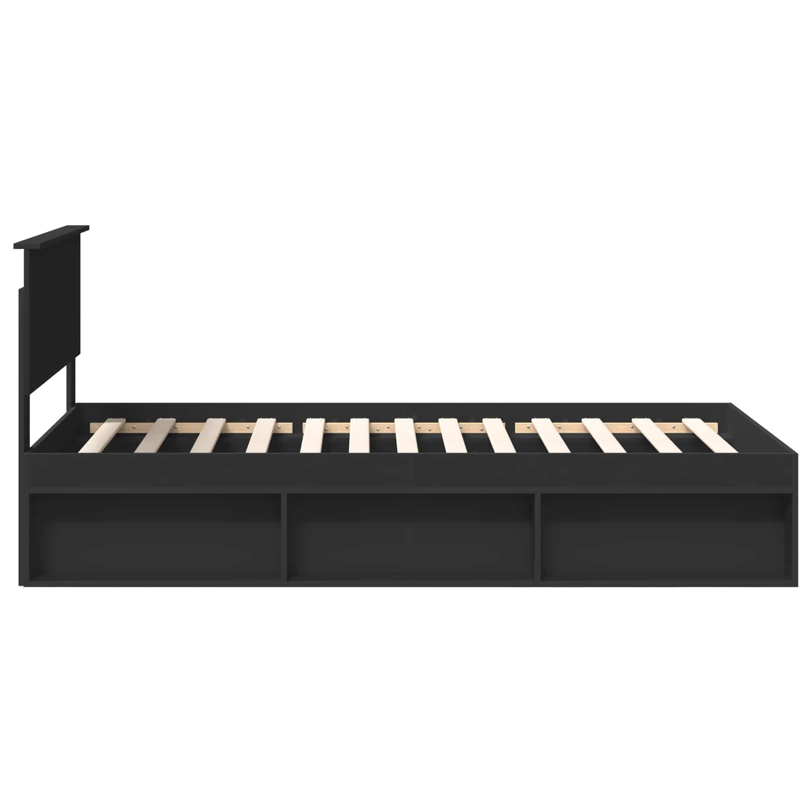 Bedframe met hoofdeinde Zwart 100 x 200 cm Massief grenenhout
