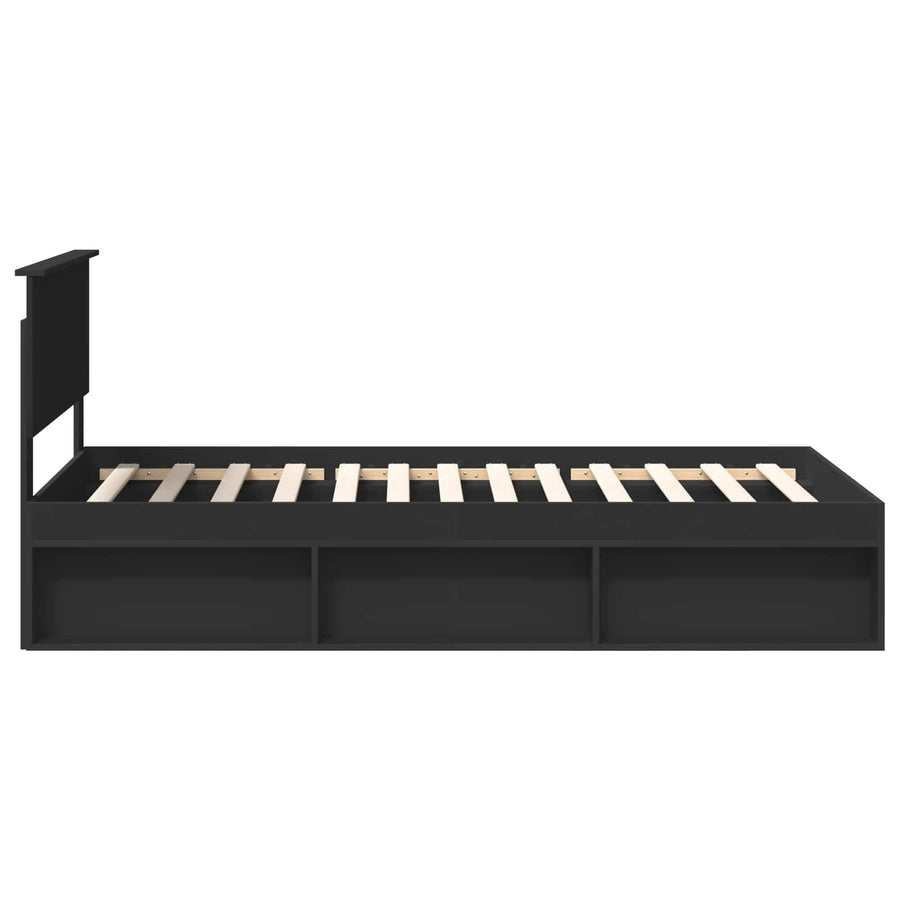 Bedframe met hoofdeinde Zwart 100 x 200 cm Massief grenenhout