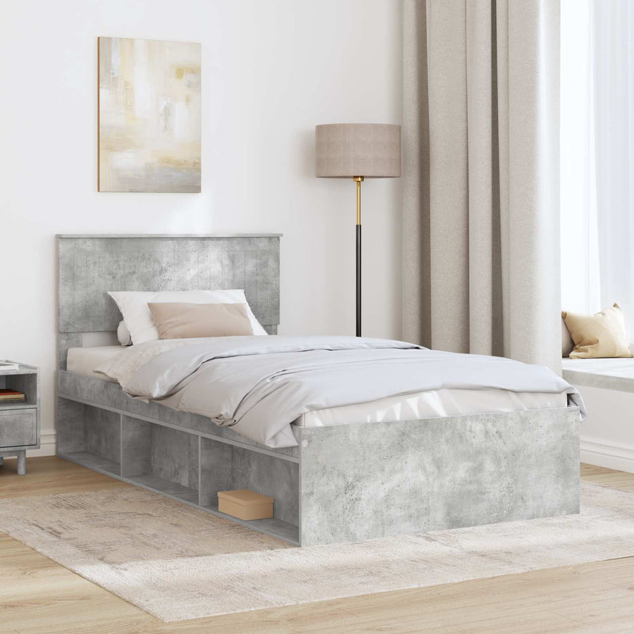 Bedframe Concerte Grijs 100 x 200 cm Massief grenenhout