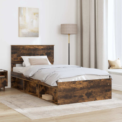 Bedframe Gerookt eiken 100 x 200 cm Massief grenenhout