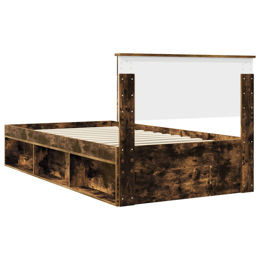 Bedframe Gerookt eiken 100 x 200 cm Massief grenenhout