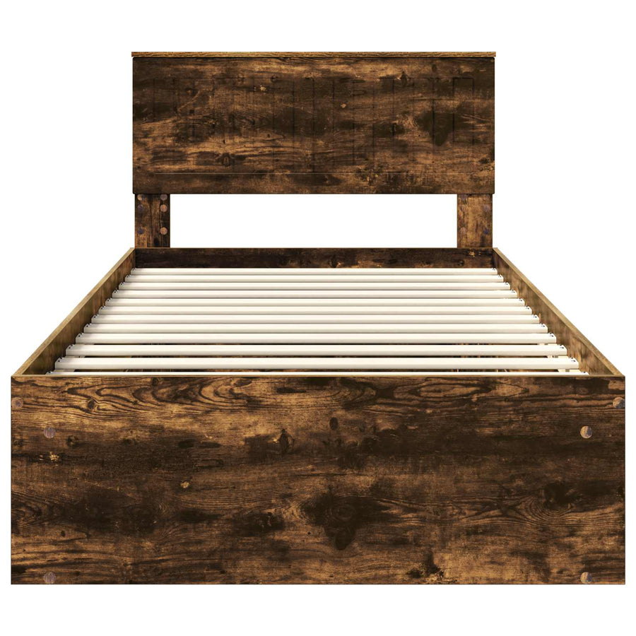 Bedframe Gerookt eiken 100 x 200 cm Massief grenenhout