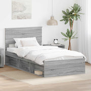 Bedframe 100x200 cm grijs massief grenenhout