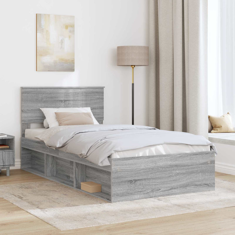 Bedframe Grijs Sonoma 100 x 200 cm Massief grenenhout