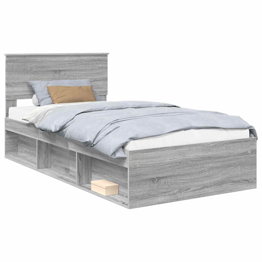 Bedframe Grijs Sonoma 100 x 200 cm Massief grenenhout