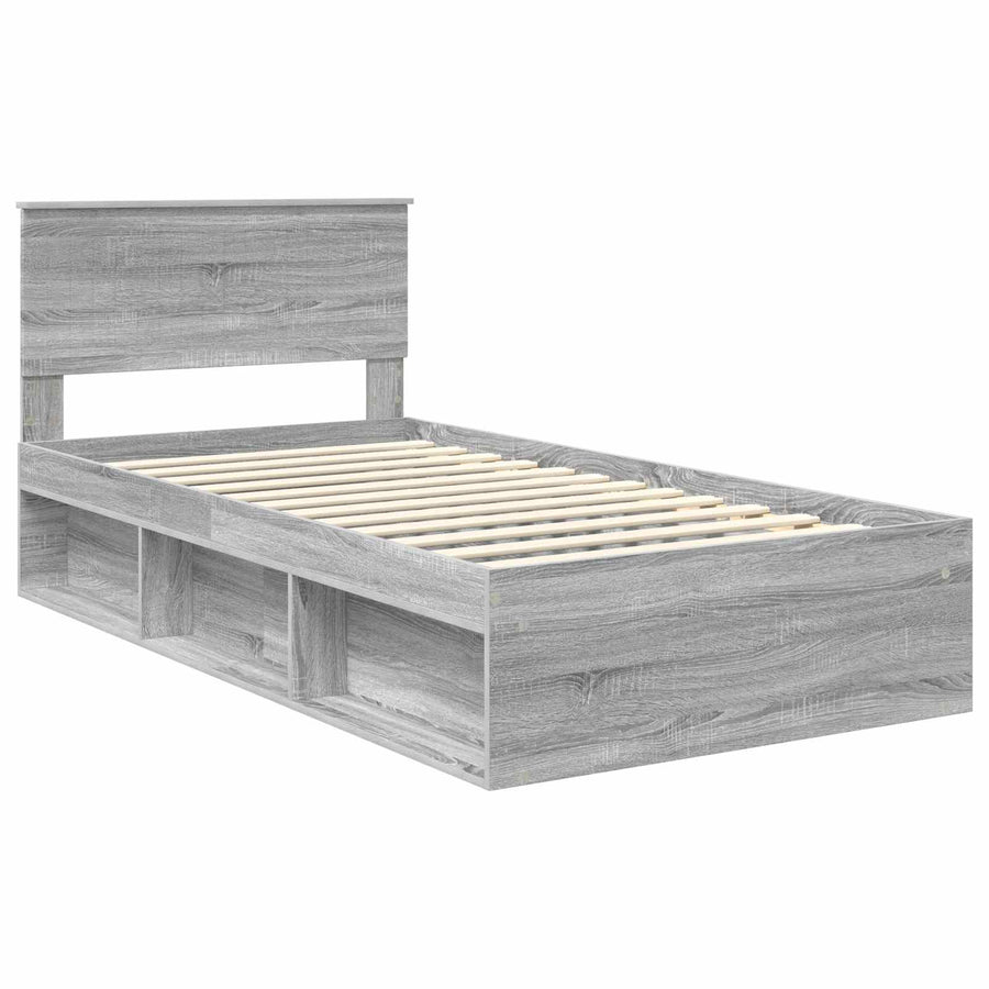 Bedframe Grijs Sonoma 100 x 200 cm Massief grenenhout