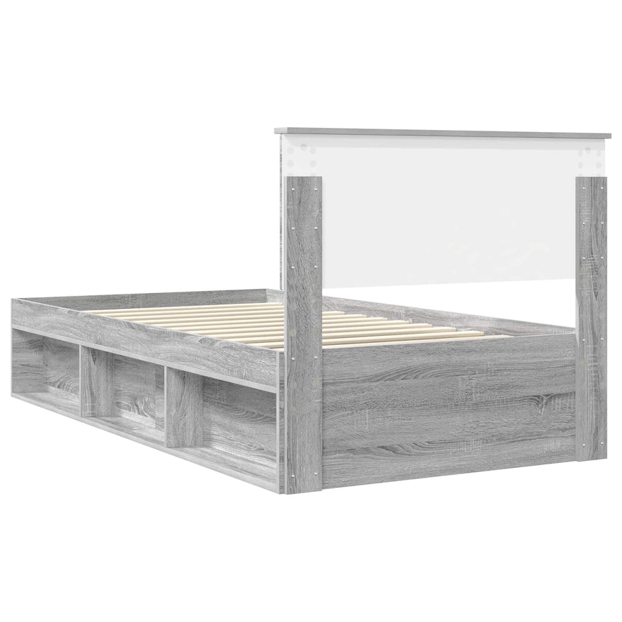 Bedframe Grijs Sonoma 100 x 200 cm Massief grenenhout