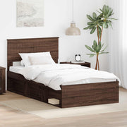 Bedframe 100x200 cm massief grenenhout bruin eiken