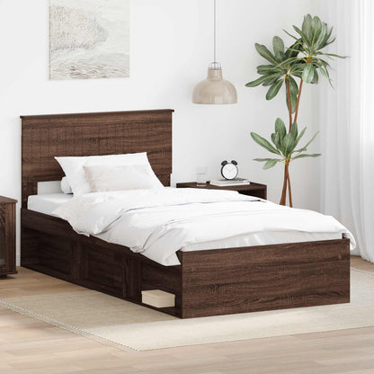 Bedframe Bruin Eiken 100 x 200 cm Massief grenenhout